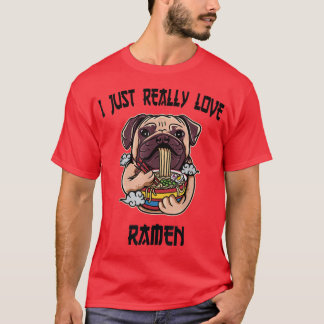 Kawaii Pug Dog Eat Ramen Japanese Anime Noodles842 T-Shirt