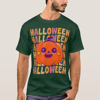 Kawaii Pumpkin 70er 80er Retro Vintag Style Hallow T-Shirt