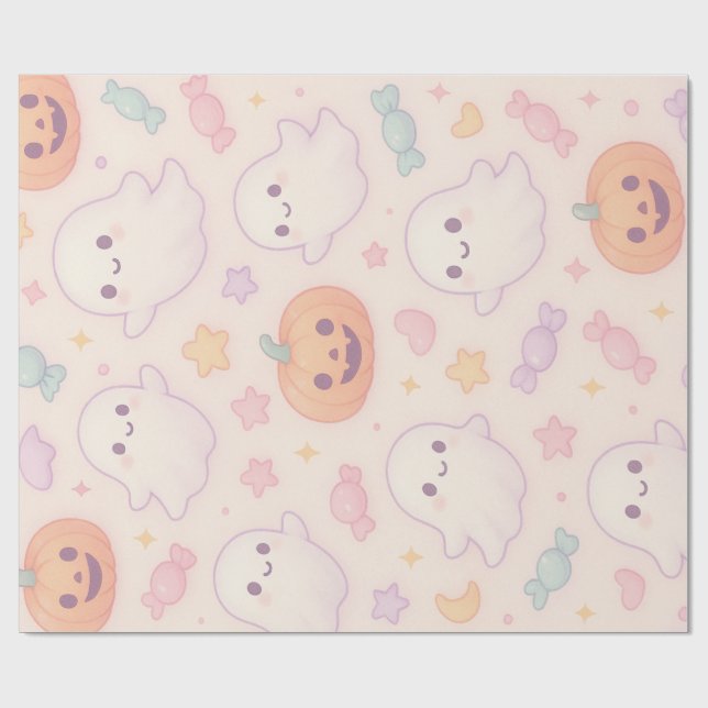 Kawaii Pumpkin Halloween Design  Geschenkpapier (Flach)