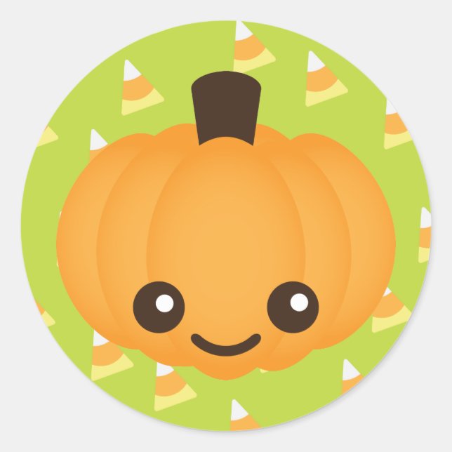Kawaii Pumpkin Runder Aufkleber (Vorderseite)