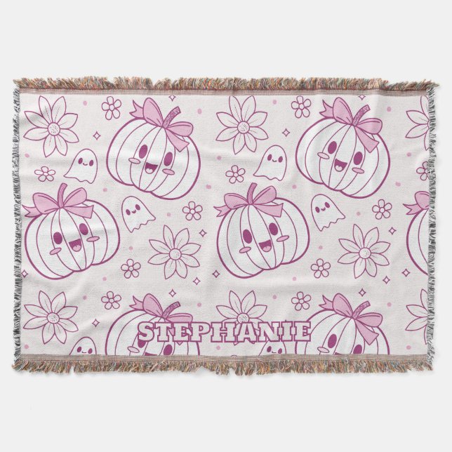 Kawaii Pumpkins, Geister und Blume Decke (Vorderseite)