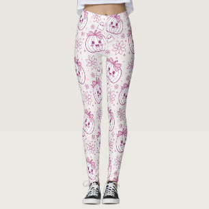 Kawaii Pumpkins, Geister und Blume Leggings