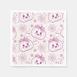 Kawaii Pumpkins, Geister und Blume Serviette