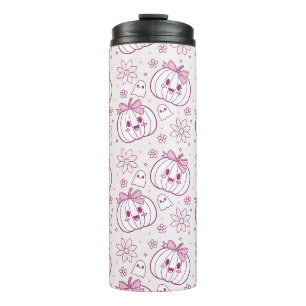 Kawaii Pumpkins, Geister und Blume Thermosbecher