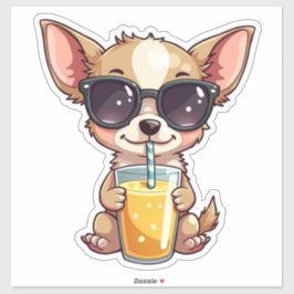 Kawaii Pup Drink Juice Aufkleber