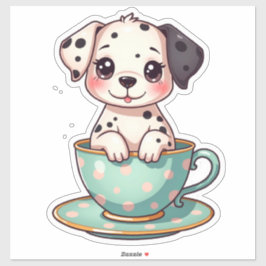 Kawaii Pup in einem Cup Aufkleber