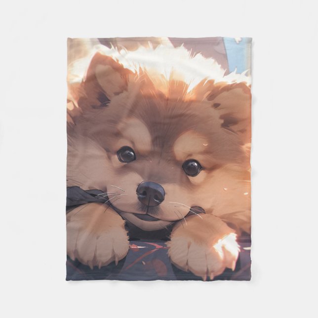 Kawaii Puppy Fleecedecke (Vorderseite)