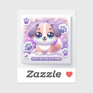 Kawaii Puppy Life's Better with Paws Dog Decal Aufkleber