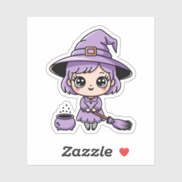 Kawaii Purple Witch Halloween Sticker