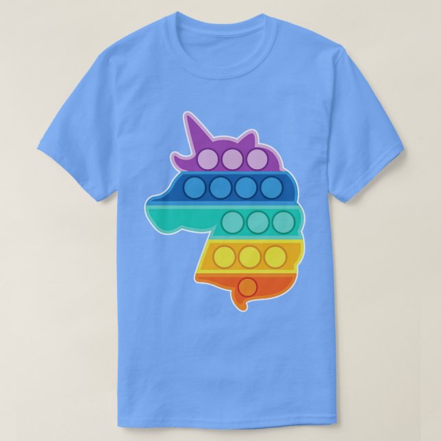 Kawaii Push Fidget Sensory Toy Unicorn Rainbow Bub T-Shirt (Design vorne)