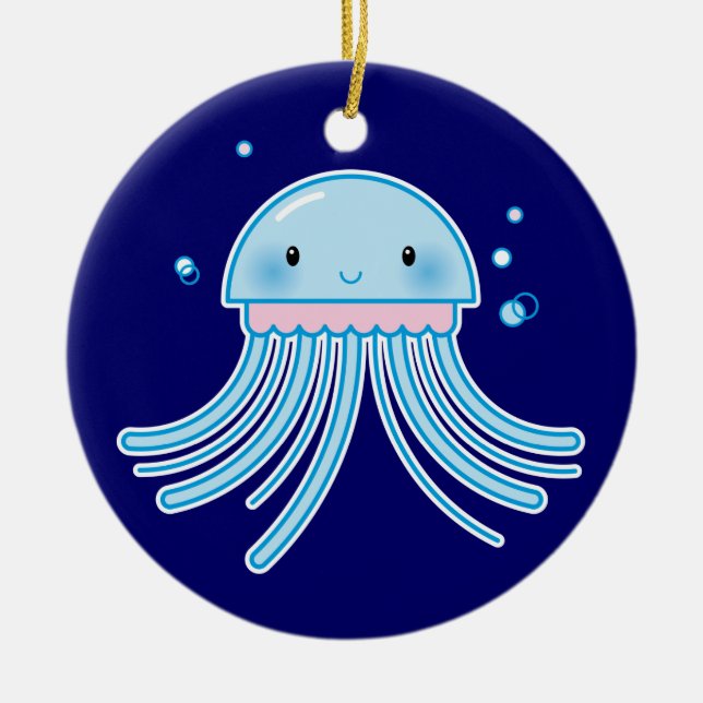 Kawaii Quallen Keramikornament (Vorne)