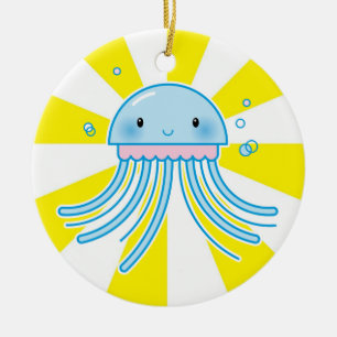 Kawaii Quallen Keramikornament