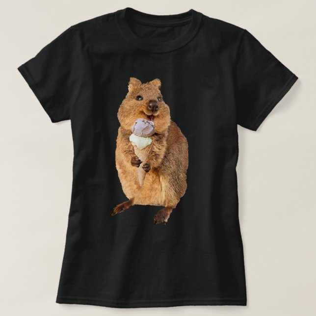 Kawaii quokka isst Eistüte T-Shirt (Design vorne)