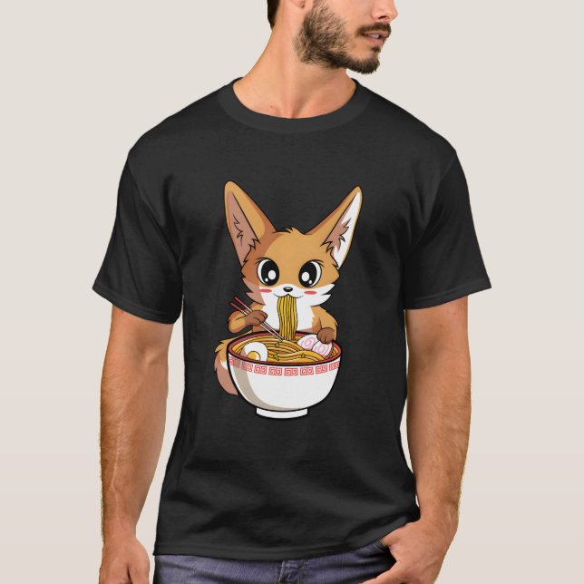 Kawaii Ra Fox Japanese Noodles Anime T-Shirt (Vorderseite)