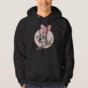 Kawaii Raccoon mit Ballon zum Valentinstag Hoodie