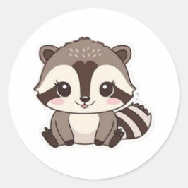 Kawaii Raccoon Round Sticker