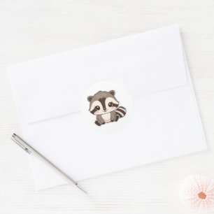 Kawaii Raccoon Round Sticker