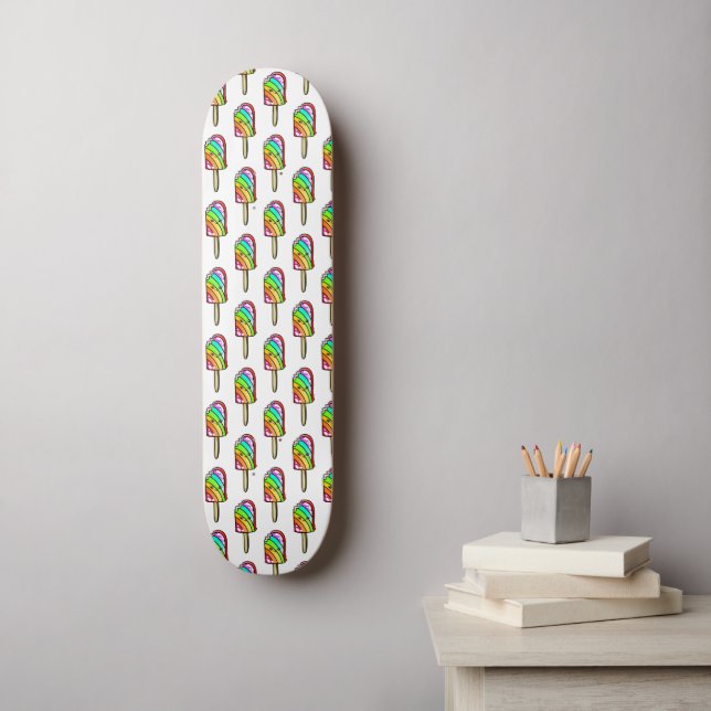 Kawaii Rainbow Ice Creme Skateboard (Wandkunst)