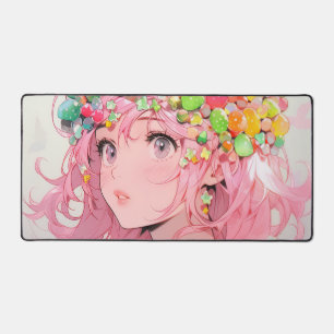 Kawaii Rainbow Pastel Candy Mushroom Anime Girl Schreibtischunterlage