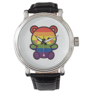 Kawaii Rainbow Teddy - Ein Niedlicher LGBTQ+-Prix- Armbanduhr