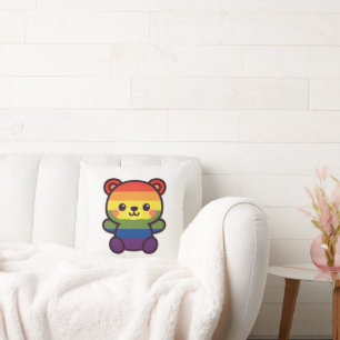 Kawaii Rainbow Teddy - Ein Niedlicher LGBTQ+-Prix- Kissen