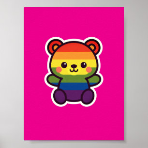 Kawaii Rainbow Teddy - Ein Niedlicher LGBTQ+-Prix- Poster