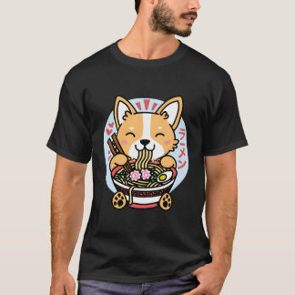 Kawaii Ramen Anime Dog Corgi Japanisch Noodles Jap T-Shirt