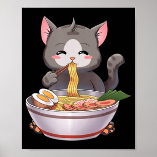 Kawaii Ramen Cat Anime Japanisches Lebensmittelges Poster