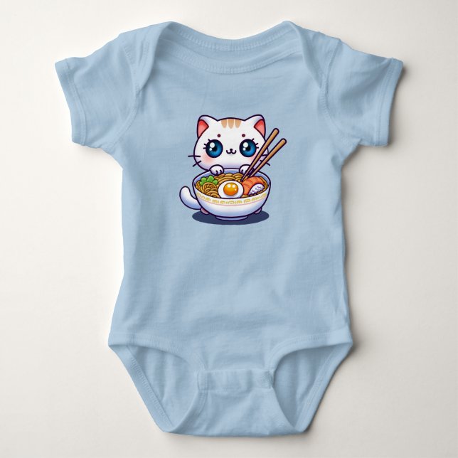 Kawaii Ramen Cat Baby Strampler (Vorderseite)