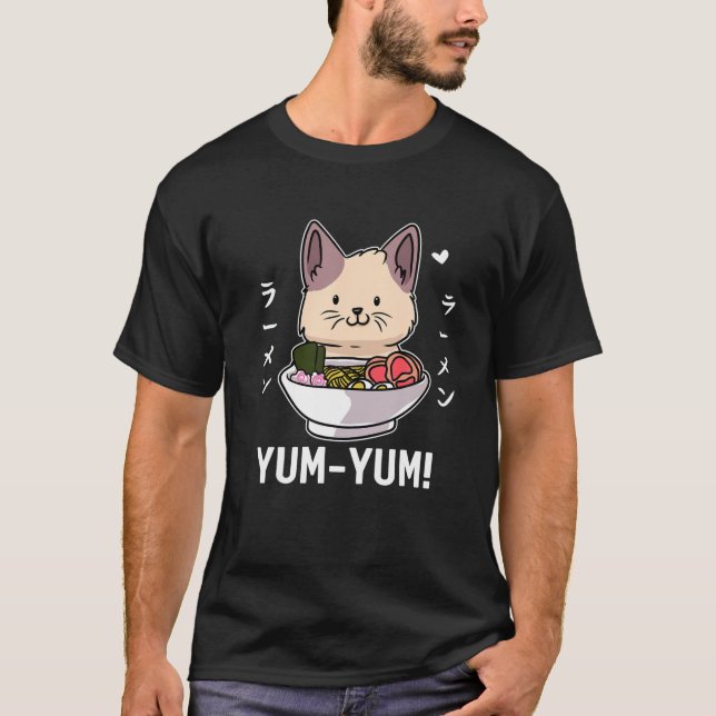 Kawaii Ramen Cat Funny Japanese Food Ramen Lover T-Shirt (Vorderseite)