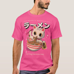 Kawaii Ramen Cat Vintage japanische Noodle Art T-Shirt