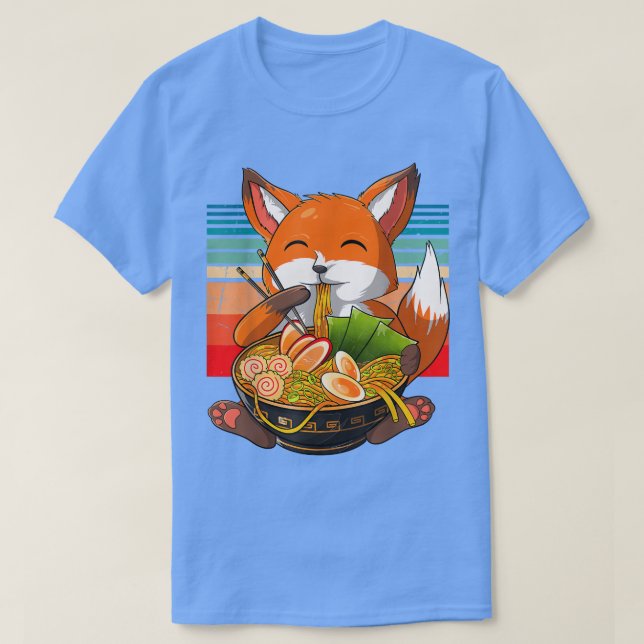 Kawaii Ramen Fox, Japanischer Neko Noodle Funny An T-Shirt (Design vorne)