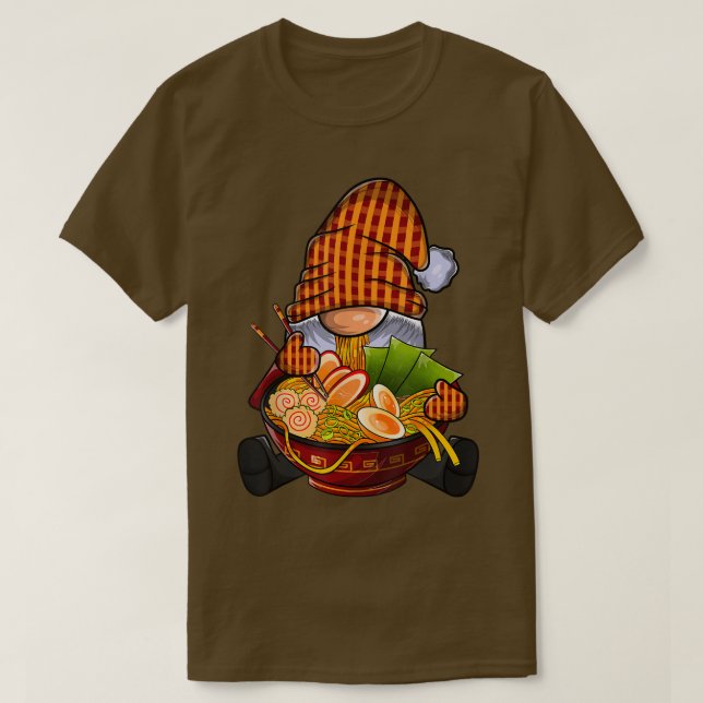 Kawaii Ramen Gnome, Japanischer Neko Noodle Funny  T-Shirt (Design vorne)