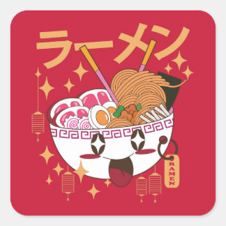 kawaii RAMEN Imitate Canvas Print Quadratischer Aufkleber