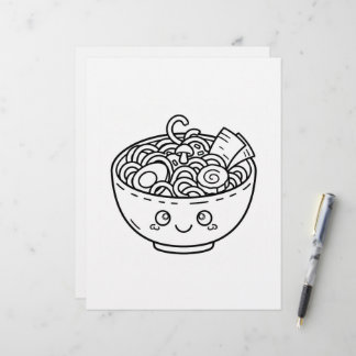 Kawaii Ramen Japanische Nudelschüssel Malvorlage Briefbogen