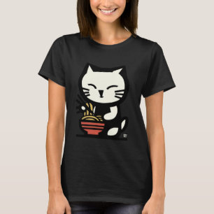 Kawaii Ramen Katze isst Nudeln Süße japanische Leb T-Shirt
