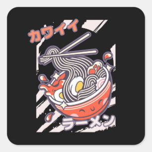 Kawaii Ramen nodels Quadratischer Aufkleber