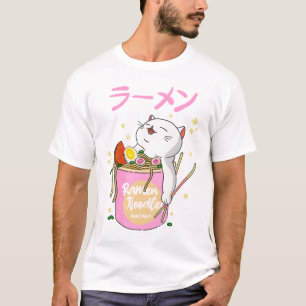 Kawaii Ramen Noodles Cat T-Shirt