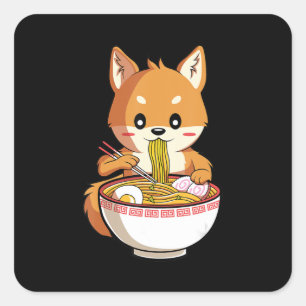 Kawaii ramen shiba inu   Nudelgeschenk Quadratischer Aufkleber