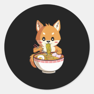 Kawaii ramen shiba inu Nudelgeschenk Runder Aufkleber