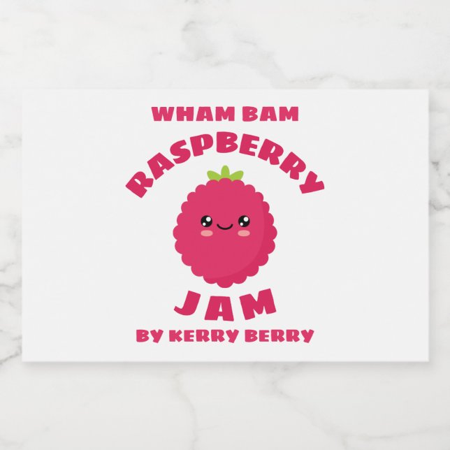 Kawaii Raspberry Jam Lebensmitteletikett (Einzelnes Label)