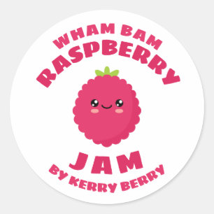 Kawaii Raspberry Jam Runder Aufkleber
