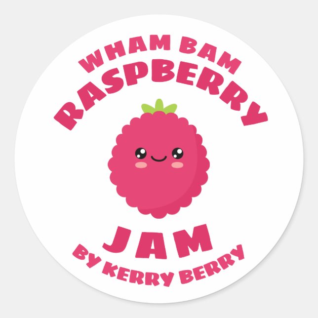 Kawaii Raspberry Jam Runder Aufkleber (Vorderseite)