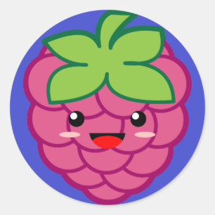 Kawaii Raspberry Runder Aufkleber