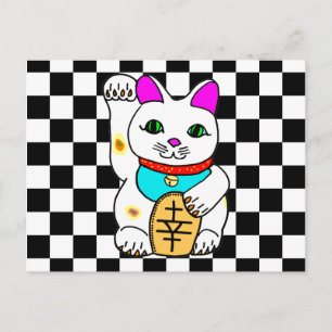 Kawaii Rave Glückskatze Maneki Neko Postkarte