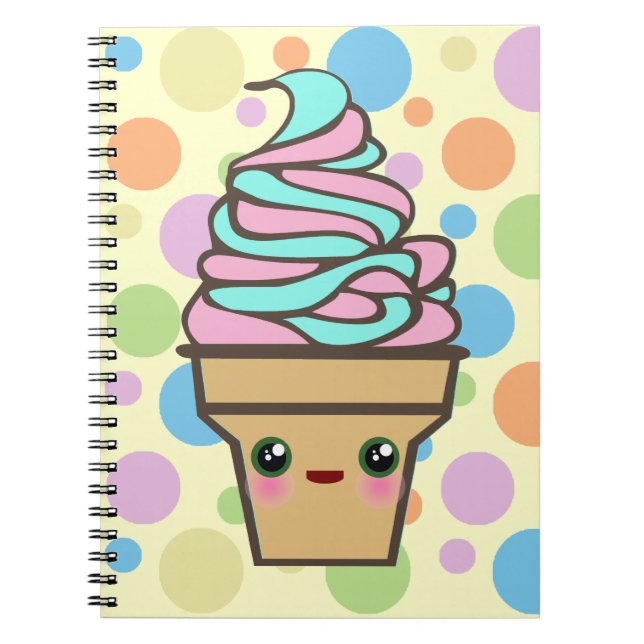 Kawaii Rave Ice Creme Cone Notizblock (Vorderseite)