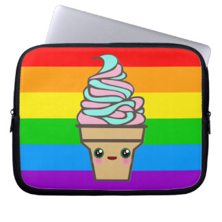 Kawaii Rave Ice Creme Cone Regenbogen Laptopschutzhülle