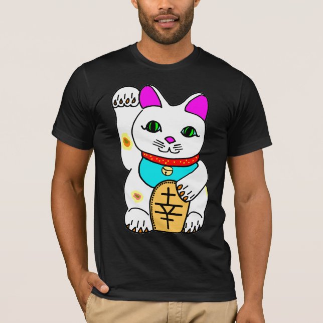Kawaii Rave Lucky Cat Maneki Neko T-Shirt (Vorderseite)