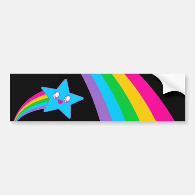 Kawaii Rave Neon Star Rainbow Autoaufkleber (Vorne)