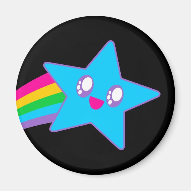 Kawaii Rave Neon Star Rainbow Magnet (Vorne)